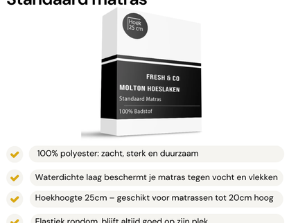 Molton Hoeslaken - Badstof Waterdicht - Standaard matras