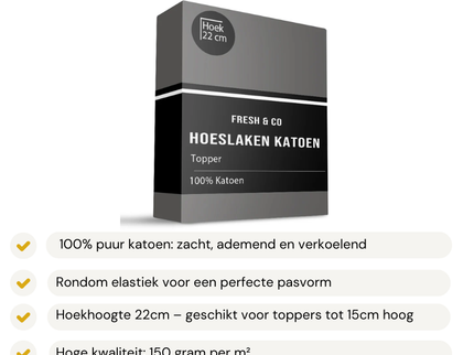 Topper Hoeslaken - Katoen - Antraciet