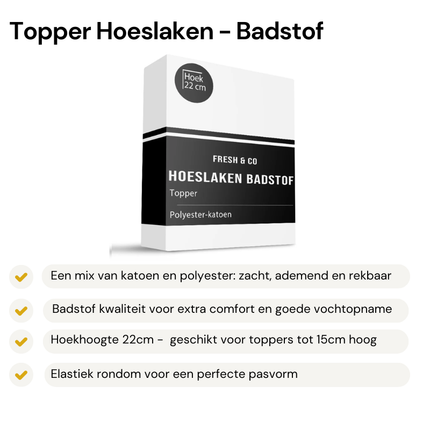 Topper Hoeslaken - Badstof - Wit