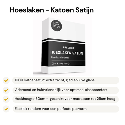 Hoeslaken - Katoen Satijn - Wit