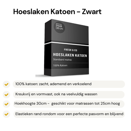 Hoeslaken - Katoen - Zwart