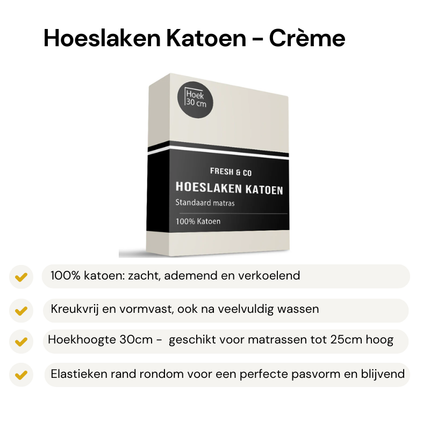 Hoeslaken - Katoen - Crème