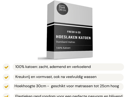 Hoeslaken - Katoen - Lichtgrijs