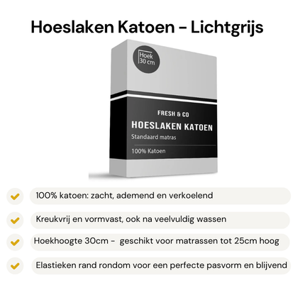 Hoeslaken - Katoen - Lichtgrijs