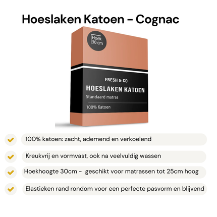 Hoeslaken -  Katoen - Cognac