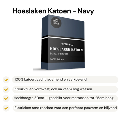Hoeslaken  - Katoen - Navy