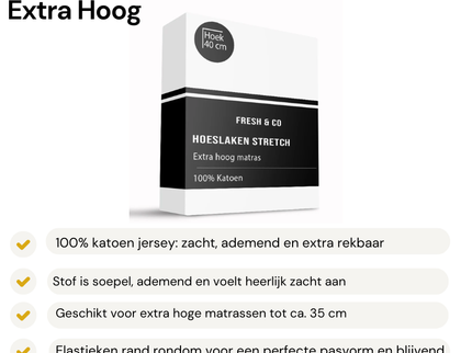Hoeslaken - Katoen Jersey Stretch - Extra Hoog