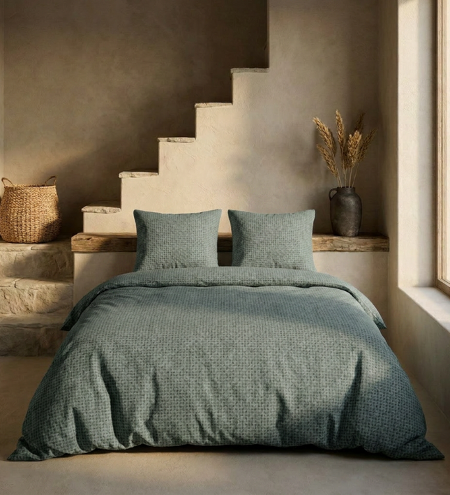 Dekbedovertrek Percale-Katoen - Stonewash Green