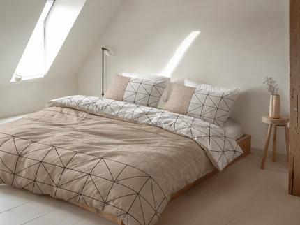 Dekbedovertrek Katoen-Flanel Geometric - Taupe