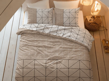Dekbedovertrek Katoen-Flanel Geometric - Taupe