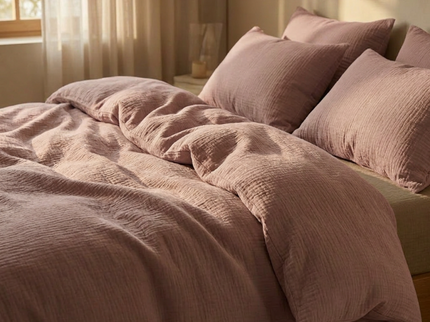 Dekbedovertrek Percale-Katoen - Mousseline - Oud Roze