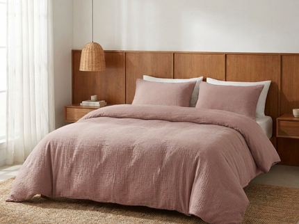 Dekbedovertrek Percale-Katoen - Mousseline - Oud Roze