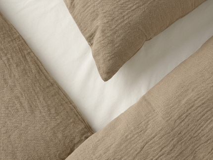 Dekbedovertrek Percale-Katoen- Mousseline - Taupe/Nude