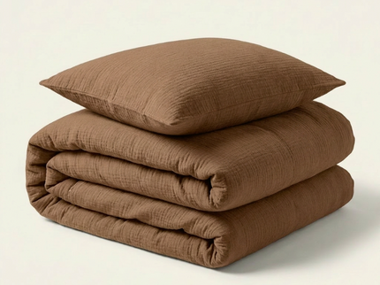 Dekbedovertrek Percale-Katoen - Mousseline - Terracotta