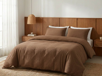 Dekbedovertrek Percale-Katoen - Mousseline - Terracotta