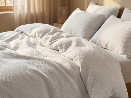 Dekbedovertrek Percale-Katoen - Mousseline - Wit