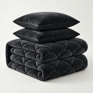Lazy Dekbed Zonder Overtrek Teddy en Velvet - Zwart