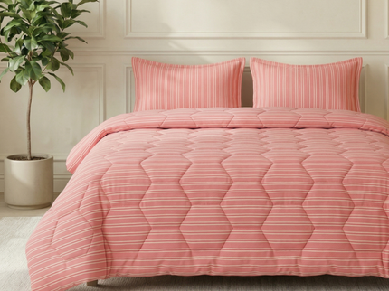 Easy Dekbed Zonder Overtrek - Double Stripe - Roze