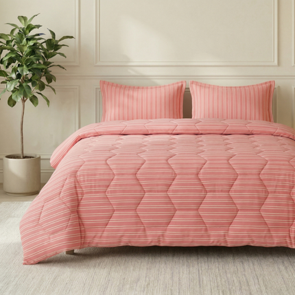 Easy Dekbed Zonder Overtrek - Double Stripe - Roze
