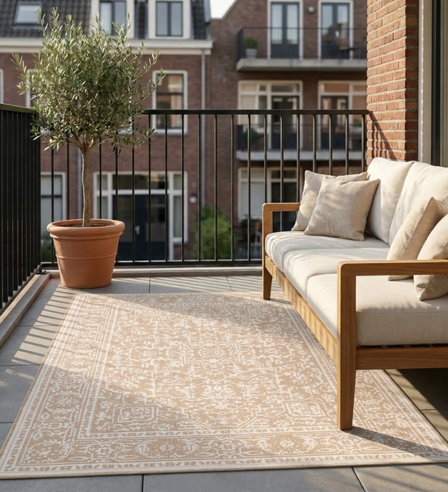 Dubbelzijdig Buitenkleed Kona - Beige/Wit