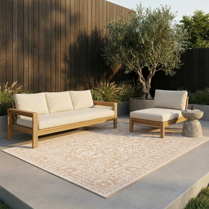 Dubbelzijdig Buitenkleed Kona - Beige/Wit