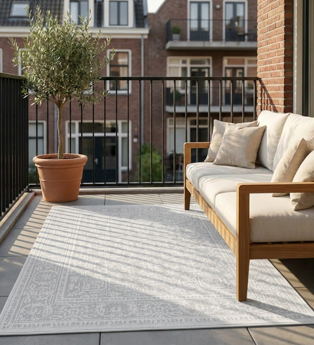 Dubbelzijdig Buitenkleed Kona - Wit/Grijs