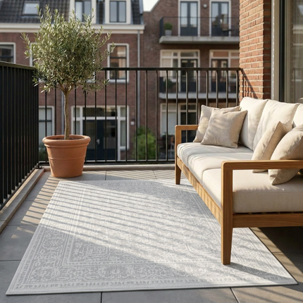 Dubbelzijdig Buitenkleed Kona - Wit/Grijs