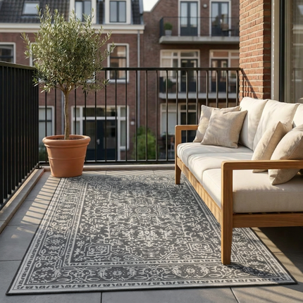 Dubbelzijdig Buitenkleed Kona - Zwart/Wit