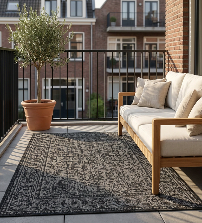 Dubbelzijdig Buitenkleed Kona - Zwart/Wit