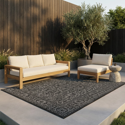 Dubbelzijdig Buitenkleed Kona - Zwart/Wit