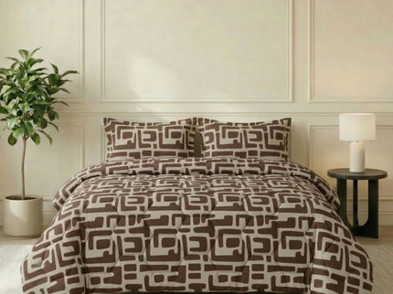 Easy Dekbed Zonder Overtrek - Abstract - Bruin