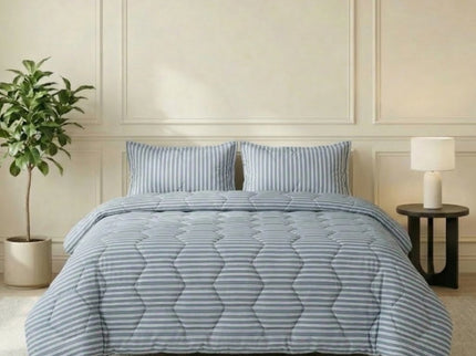 Easy Dekbed Zonder Overtrek - Double Stripe - Blauw