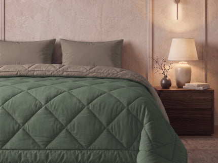 Easy Dekbed Zonder Overtrek Double Face - Groen/Taupe