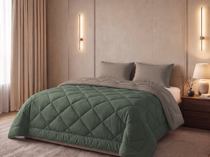 Easy Dekbed Zonder Overtrek Double Face - Groen/Taupe