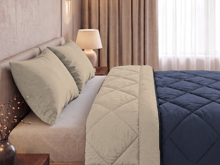 Easy Dekbed Zonder Overtrek Double Face - Navy/Beige