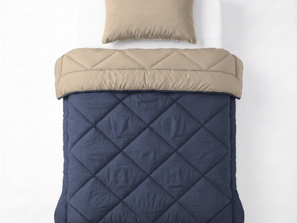 Easy Dekbed Zonder Overtrek Double Face - Navy/Beige
