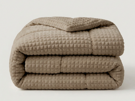 Easy Dekbed Zonder Overtrek Teddy Check - Taupe