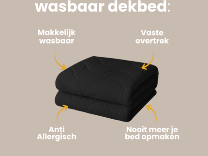 Easy Dekbed Zonder Overtrek Wave Uni - Zwart