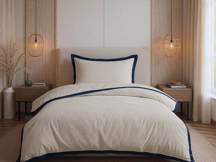 Dekbedovertrek Percale-Katoen - Hotel Emilio - Beige/Navy