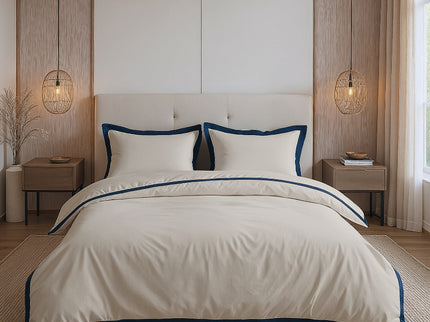 Dekbedovertrek Percale-Katoen - Hotel Emilio - Beige/Navy