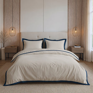 Dekbedovertrek Percale-Katoen - Hotel Emilio - Beige/Navy