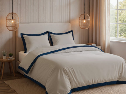 Dekbedovertrek Percale-Katoen - Hotel Emilio - Beige/Navy