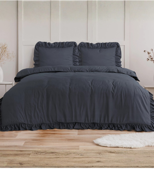 Dekbedovertrek Ruffles - Antraciet