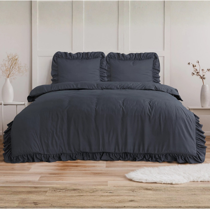 Dekbedovertrek Ruffles - Antraciet