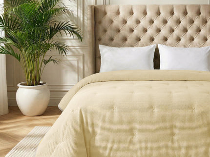 Easy Dekbed Zonder Overtrek Corduroy - Champagne/Taupe