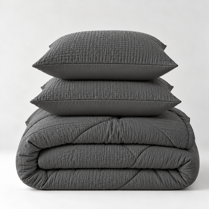 Lazy Dekbed Zonder Overtrek - Mousseline - Antraciet