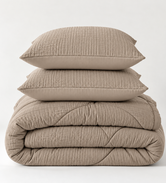 Lazy Dekbed Zonder Overtrek - Mousseline - Taupe