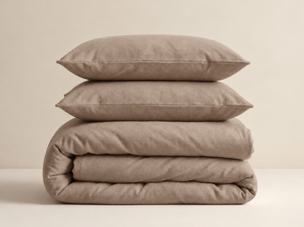 Dekbedovertrek Katoen Flanel - Uni - Taupe