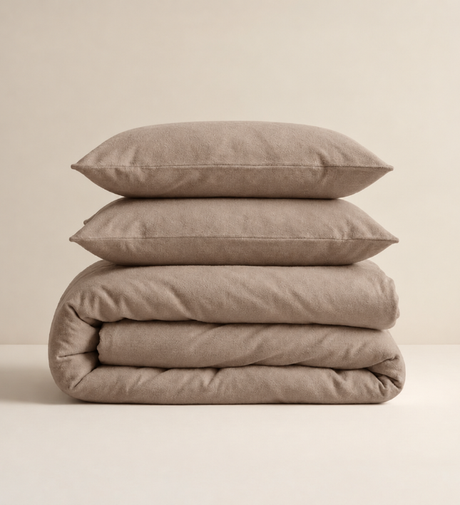 Dekbedovertrek Katoen Flanel - Uni - Taupe