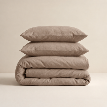 Dekbedovertrek Katoen Flanel - Uni - Taupe